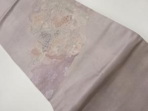 相良刺繍抽象向かい動物・花唐草模様名古屋帯